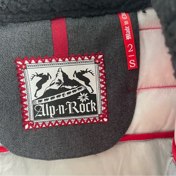 Alp-n-rock Chamonix down quilted bomber jacket steel grey and Swiss red size S - Picture 6 of 13